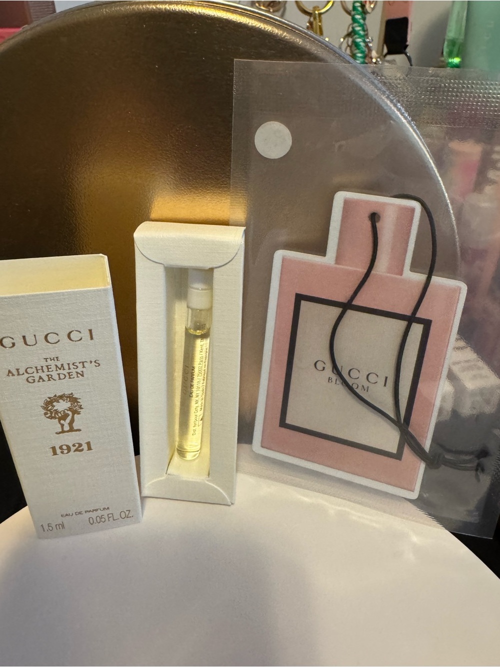 Gucci Alchemist Garden Sample and car freshener